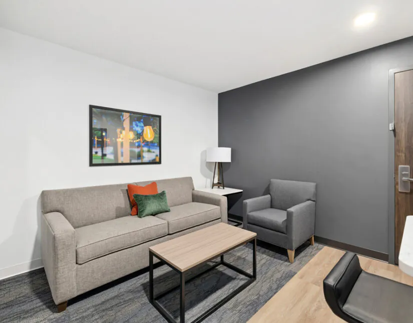 The living room at HomeAwhile in Scarborough.