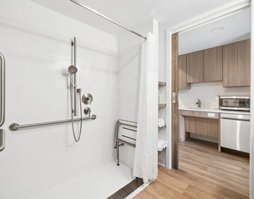 Accessible Queen Suite with Roll-In Shower