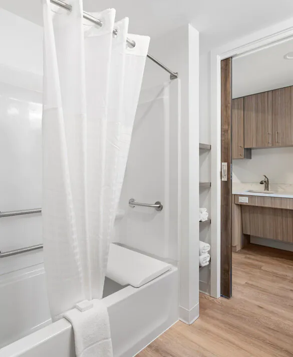 An ADA bathroom at HomeAwhile.