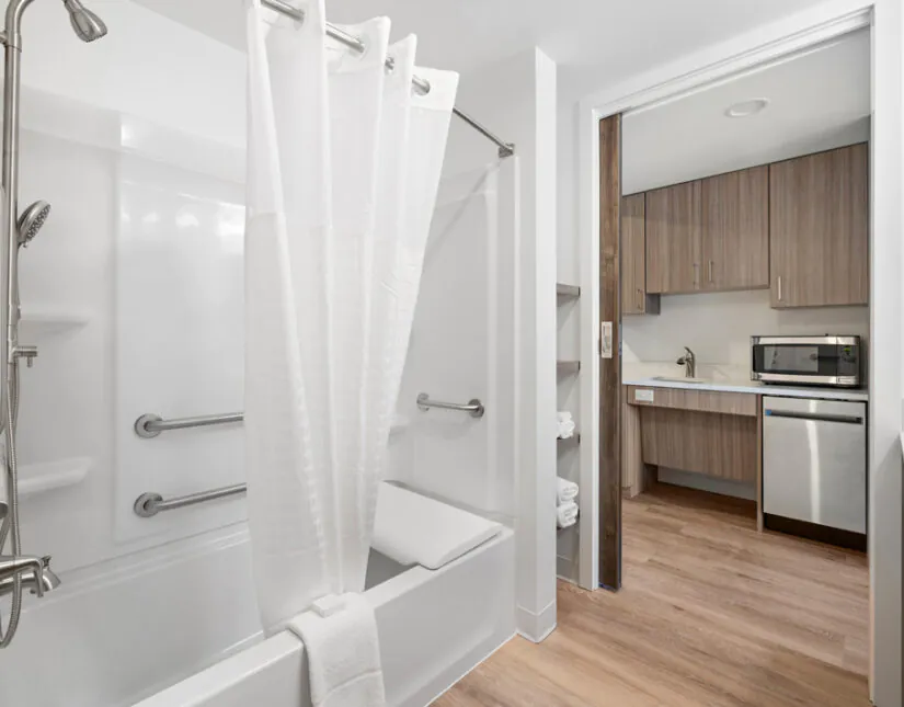 An ADA bathroom at HomeAwhile.