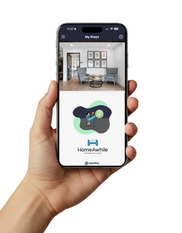 An mobile phone with an mobile check-in app displaying.